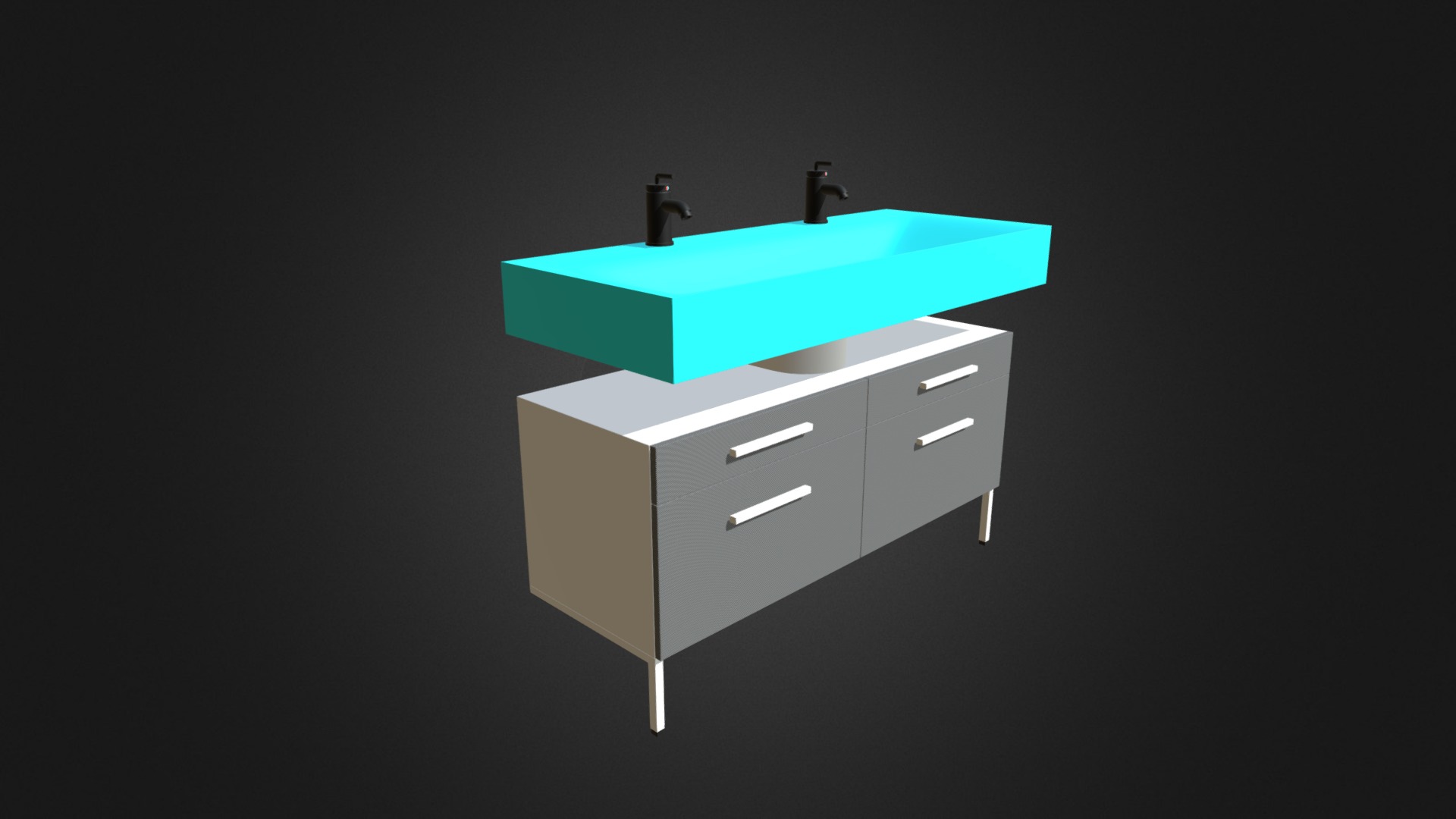 3D model Double Blue Glass Sink - This is a 3D model of the Double Blue Glass Sink. The 3D model is about a box with a blue cover.