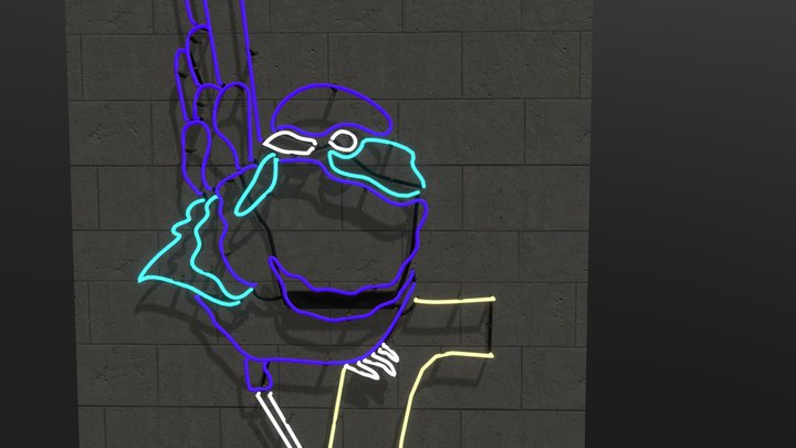 Neon Blue Wren Wall Light 3D Model