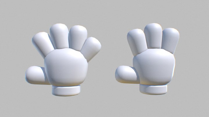 Cartoony Gloves 3D Model