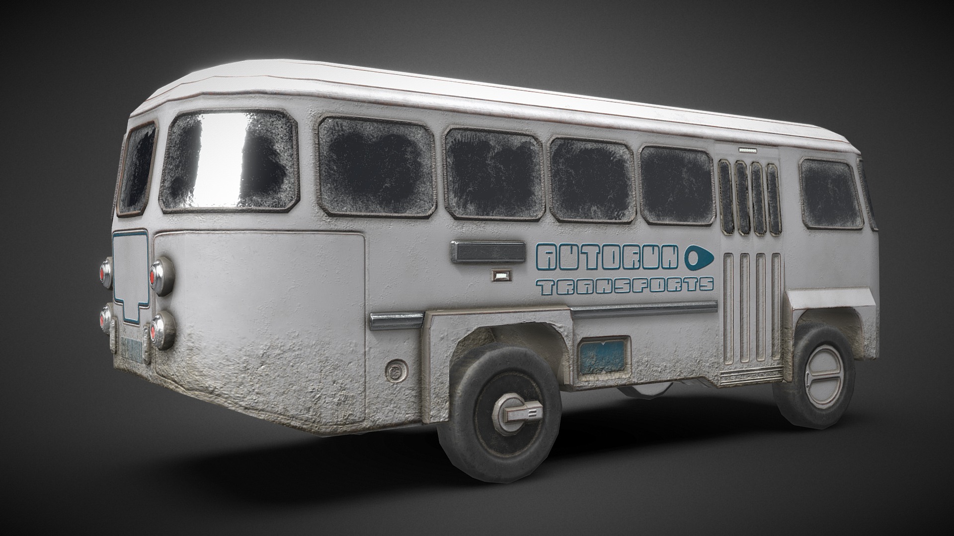 3D model Autorun Cyberpunk Bus - This is a 3D model of the Autorun Cyberpunk Bus. The 3D model is about a white bus with blue lettering.
