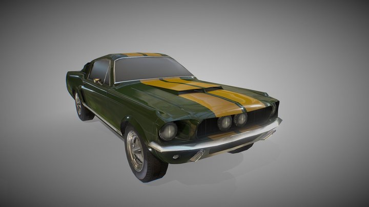 Mustang Shelby GT 500 Year 1967 - Game Asset 3D Model