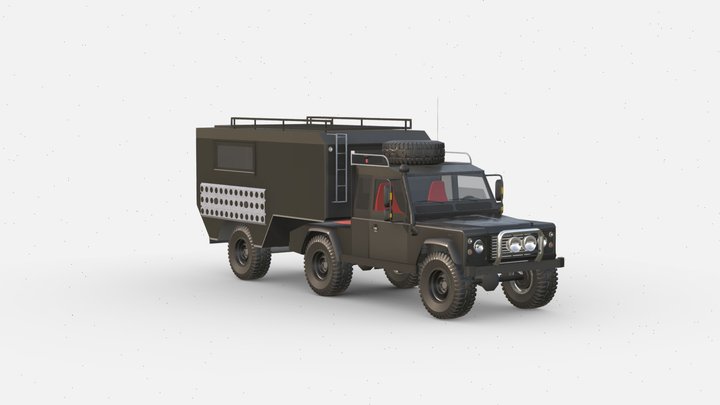 3d model Land Rover Defender 5th Wheel Camper 3D Model