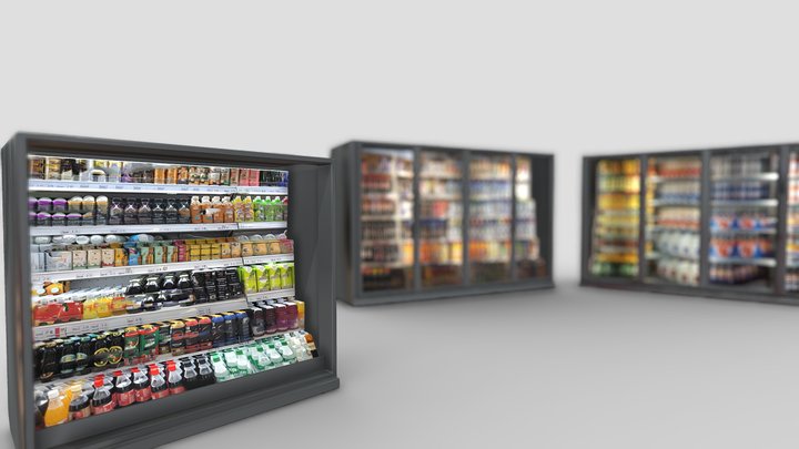 Vending Fridge Pack  LOWPOLY 3D Model