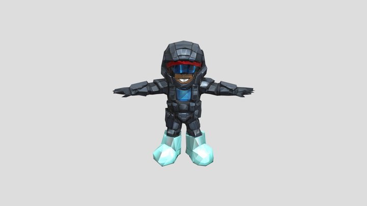 Armored cartoon soldier 3D Model