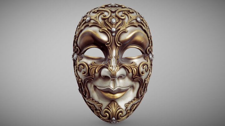 Ornate Venetian Carnival Mask Option 2 3D Model