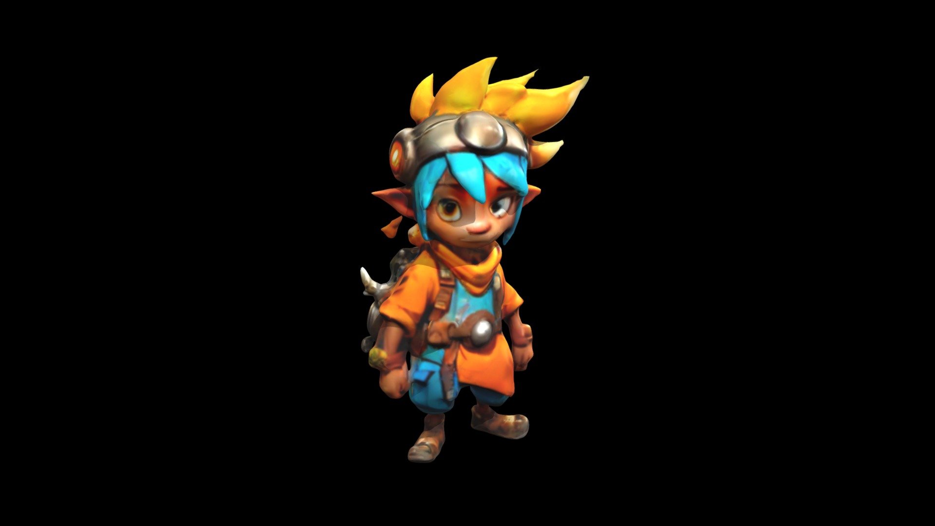 a cartoon character with blue hair and a back - Download Free 3D model ...
