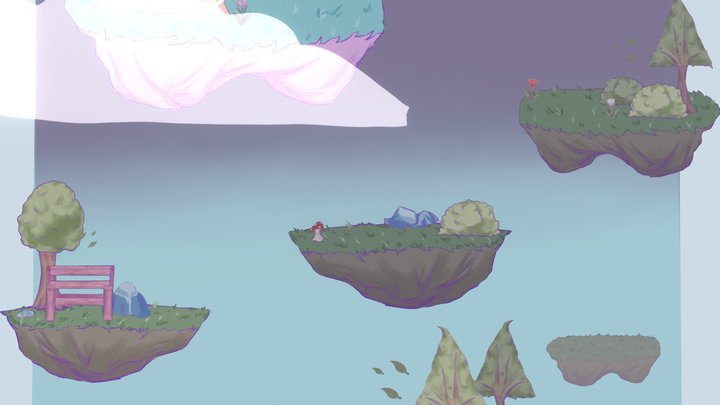 (Game Jam) Omori Inspired Floating Islands 3D Model