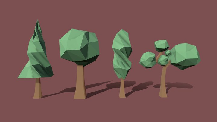 Low Poly Tree Set 3D Model