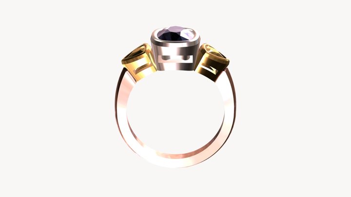 Three stone diamond ring. 3D Model