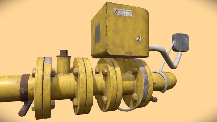 Industrial Yellow Pipes 3D Model