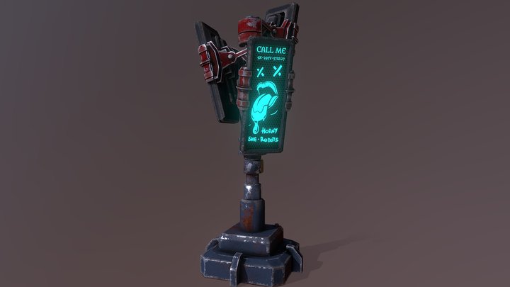 Cyberpunk TV-Pillar 3D Model