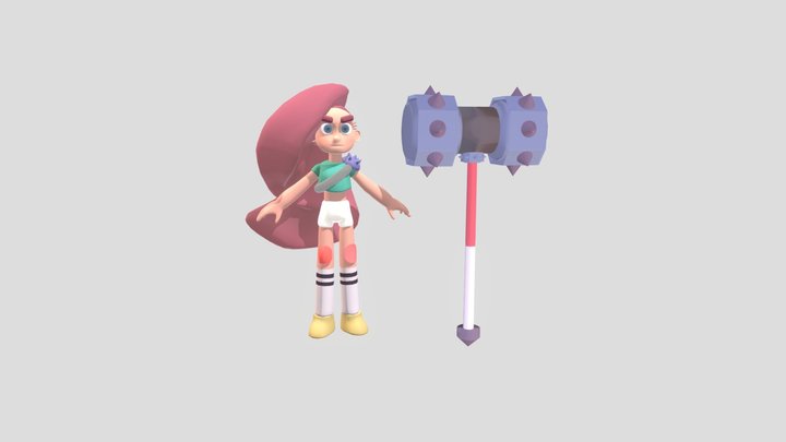 Girl Warrior Character 3D Model