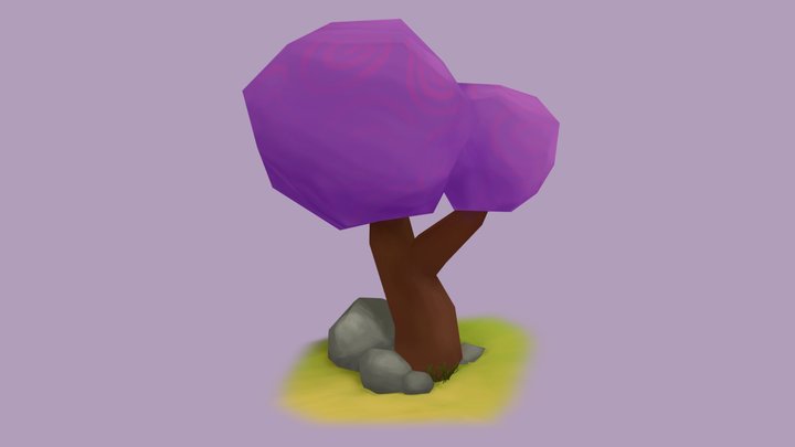 Low Poly Tree And Rock 3D Model