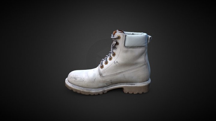 Female White Leather Boots LOW-POLY 3D Model