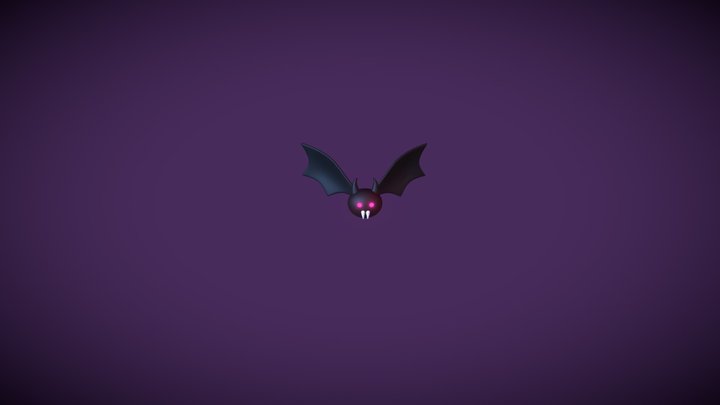 Flying Cartoon Bat 3D Model