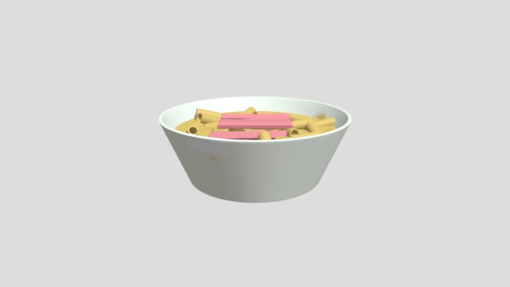 Macaroni with ham 3D Model
