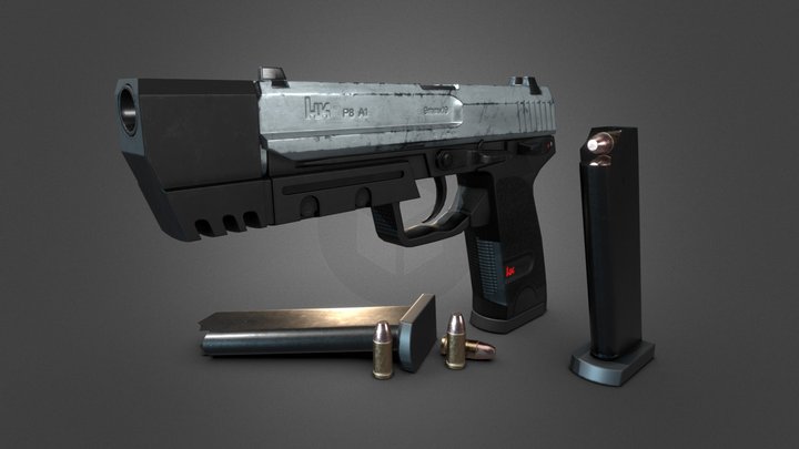 USP Match (Half-Life 2 Pistol) 3D Model