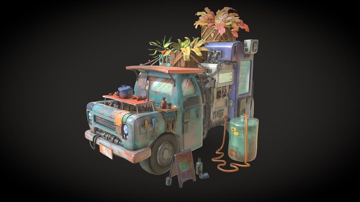 Dystopian Food Truck 3D Model