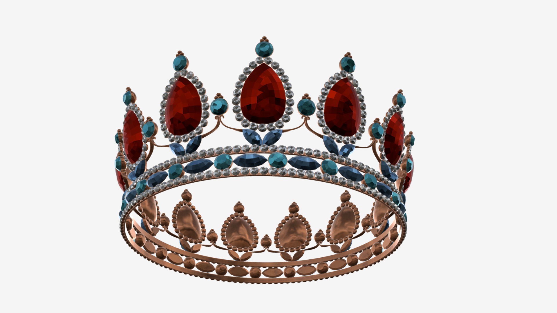 3D model queen crown with jewels - This is a 3D model of the queen crown with jewels. The 3D model is about a colorfully decorated necklace.