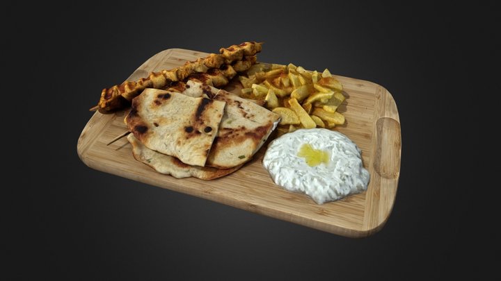 Souvlaki Greek Platter 3D Model
