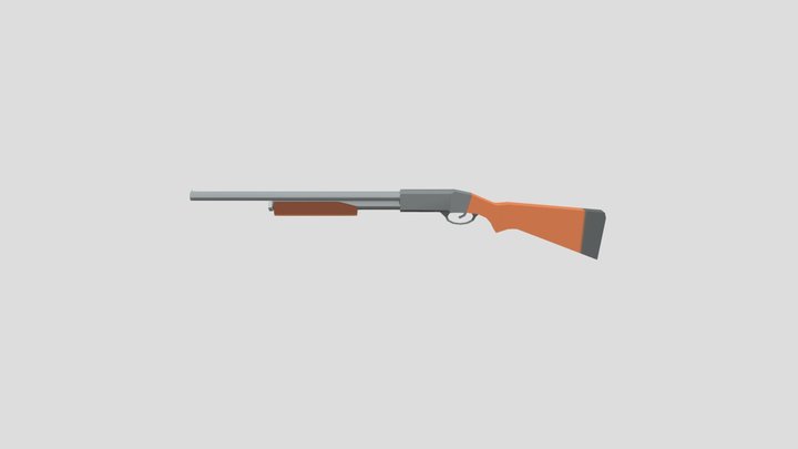 Low Poly - Pump Action Shotgun 3D Model