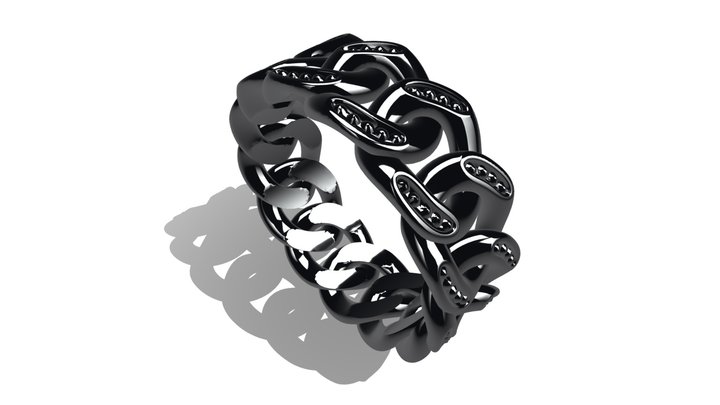 Men's Cuban Beaded Ring Size10 3D Model