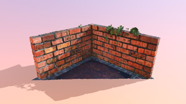 Low Brick Wall - Scanned Asset 3D Model