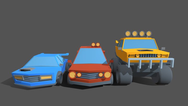 Free Low Poly Cartoonish Cars 3D Model