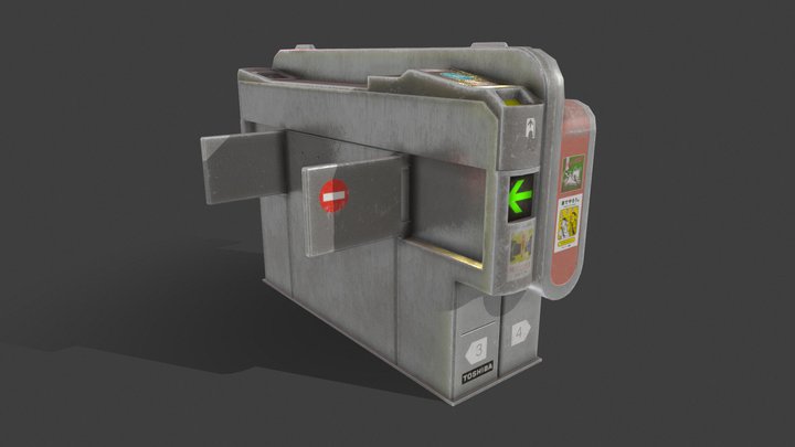 Japan Ticket Gate / Texture Work 3D Model