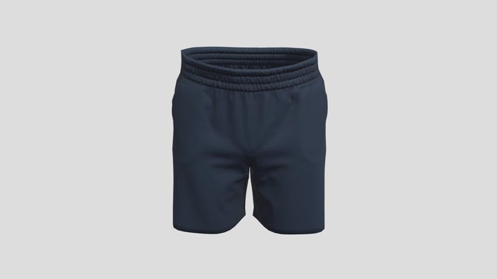 Navy Cotton Shorts With Pockets