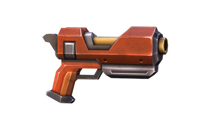 LowPoly Sci-Fi Cartoon Pistol Gun 3D Model