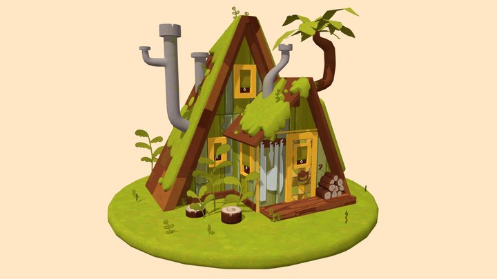 [School_Project] Diorama Jungle Cabin 3D Model