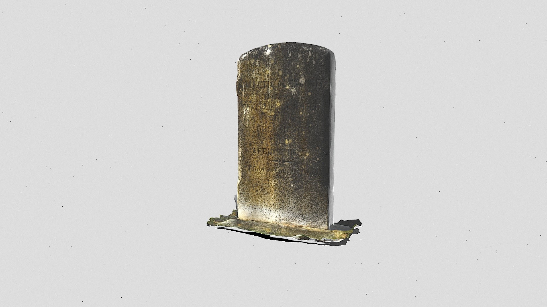 Fredericksburg City Cemetery stone 1 — Sketchfab embed 3D viewer