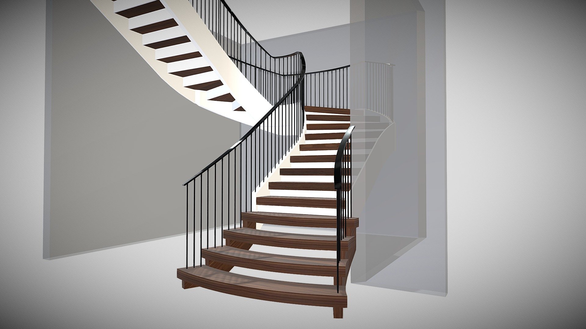 Curved-open start_metal railing - 3D model by 3D Software for Stair ...