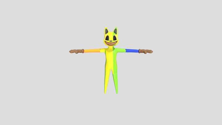Rainbow Cartoon Cat 3D Model