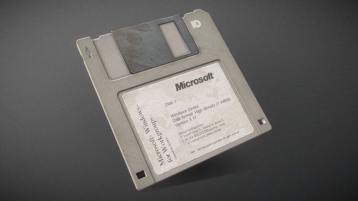 3.5" High Density Floppy Disk | FREE VERSION 3D Model