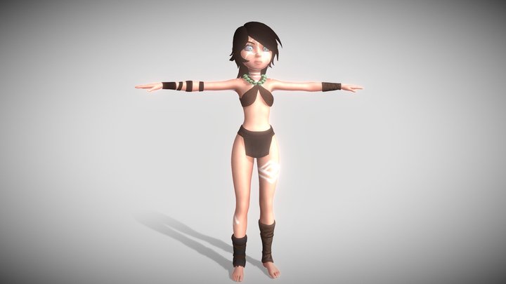 Tribal girl Rigged character rigged 3D model 3D Model