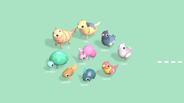 Quirky Series - Pet Animals Vol 1 - 3D model by Omabuarts Studio