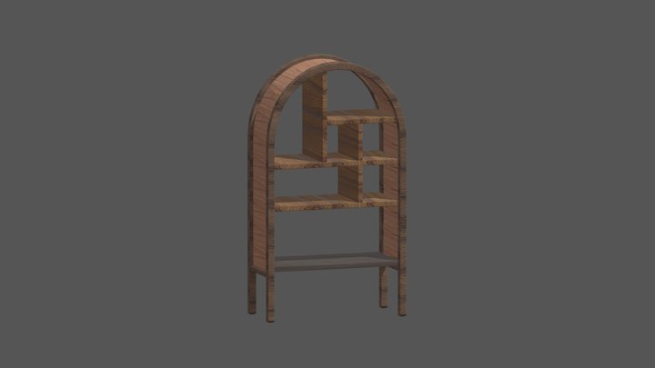 Wood wicker cabinet 3D Model