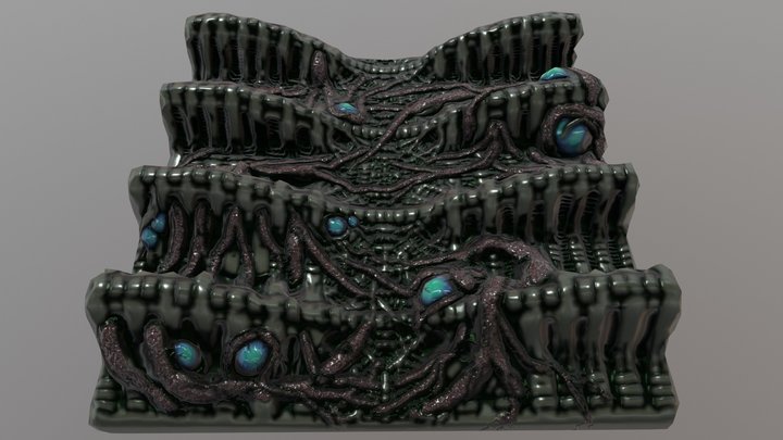 Alien Wall Section 3D Model