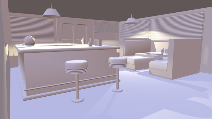 Retro Diner Restaurant 3D Model
