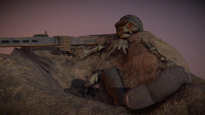 Undead Machine Gunner 3D Model