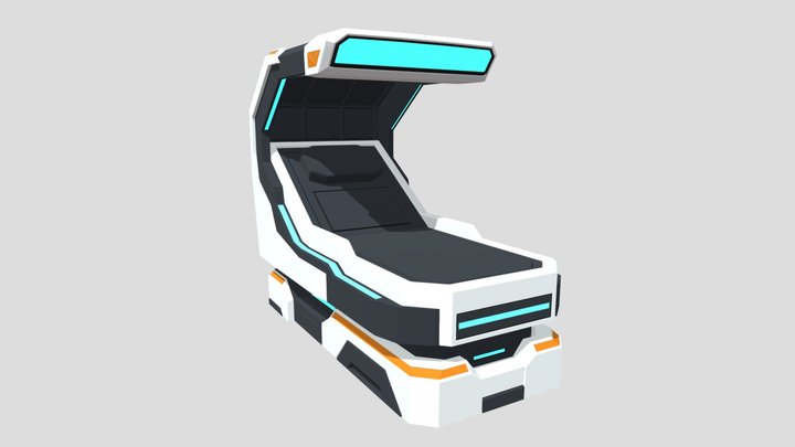 Low Poly Sci-Fi Medical Bed 3D Model