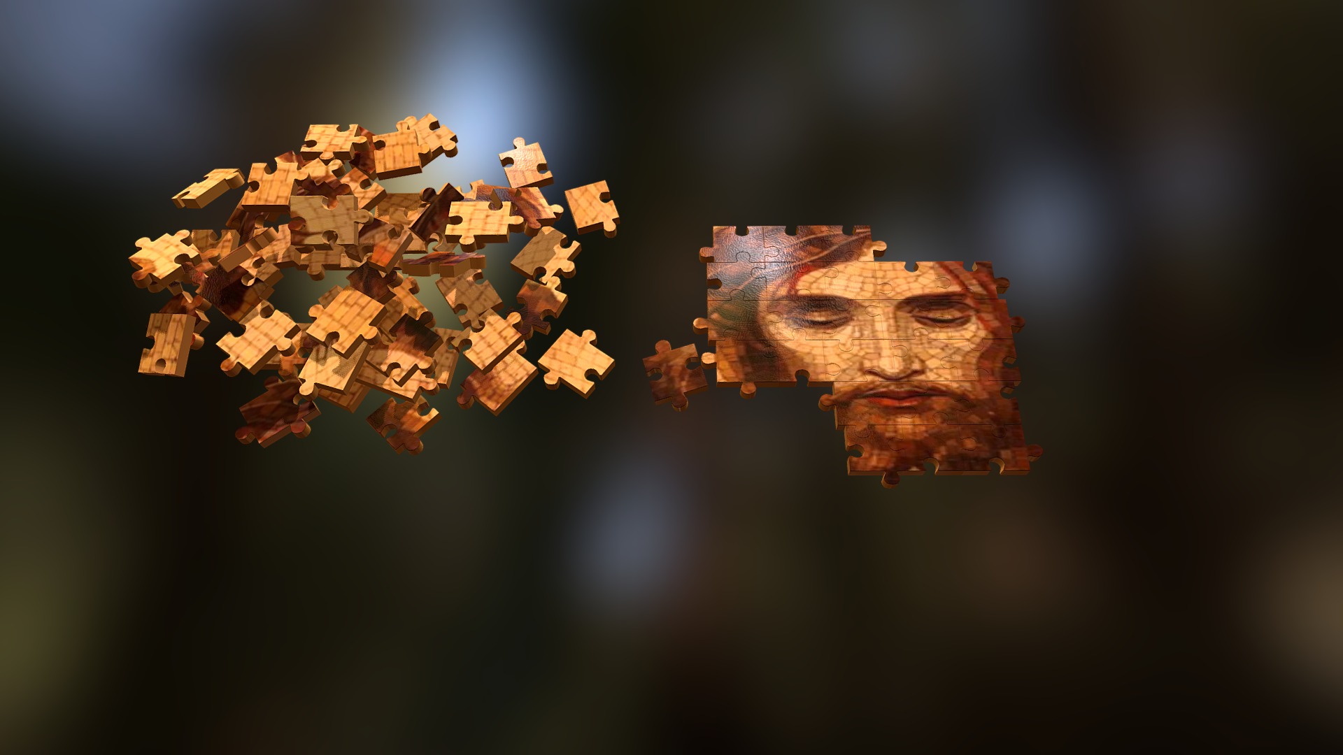 3D model Jesus Puzzle - This is a 3D model of the Jesus Puzzle. The 3D model is about a close-up of a human skull.