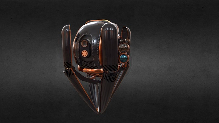 retro-futuristic fallout 4 style turret 3D Model