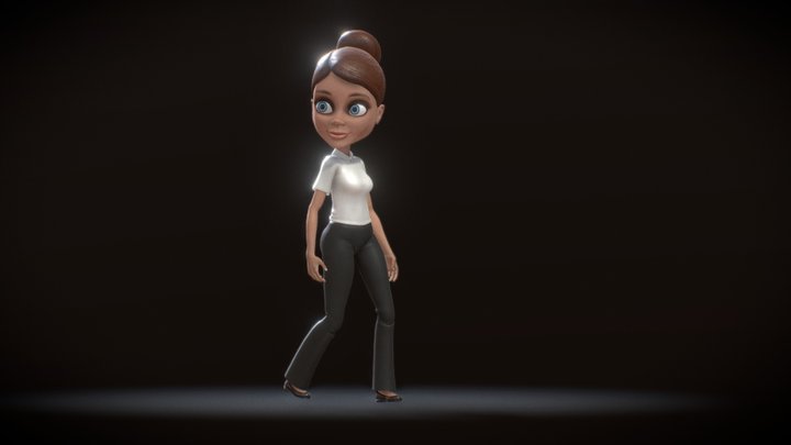 Cartoon Office Girl 3D Model