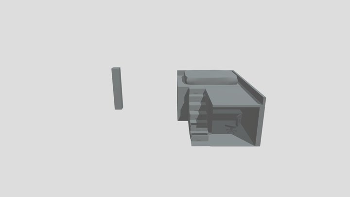 Loft Bed with Closet and Desk 3D Model