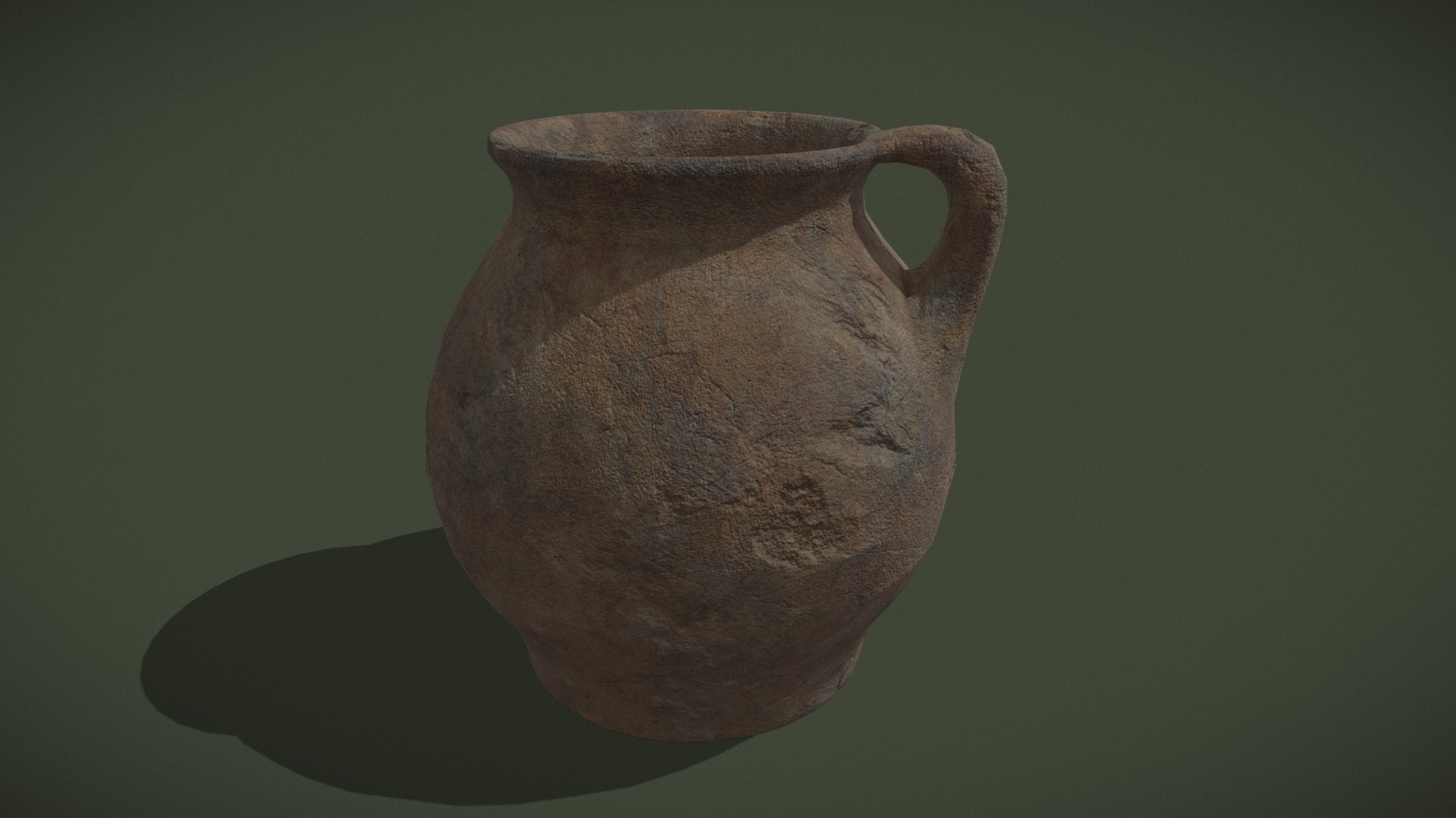 3D model Medieval Chamber Pot - This is a 3D model of the Medieval Chamber Pot. The 3D model is about a brown vase on a green surface.