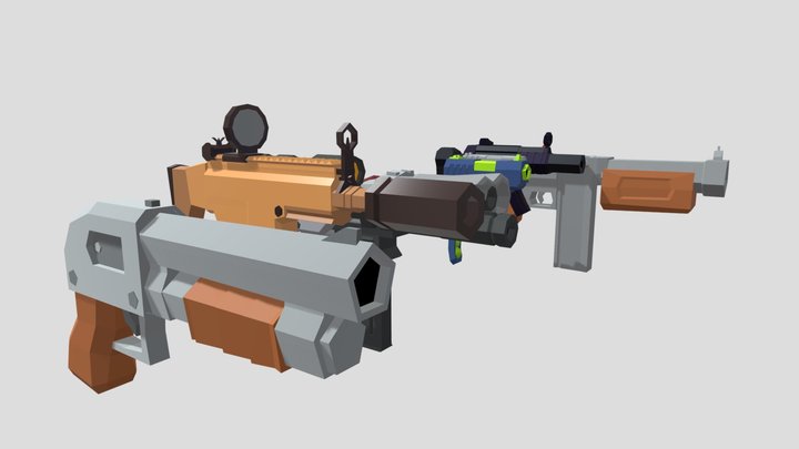 Guns lowpoly pack 3D Model