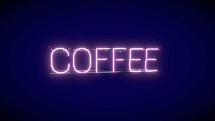 Neon coffee sign 3D Model